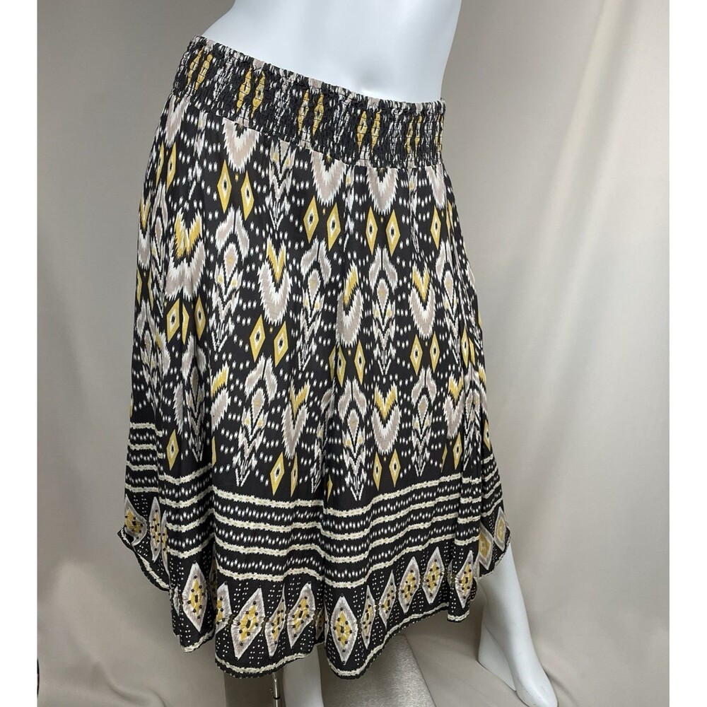 Style & Co Bohemian Print Maxi Skirt Women’s L Brown Yellow Cotton Vtg Hippie